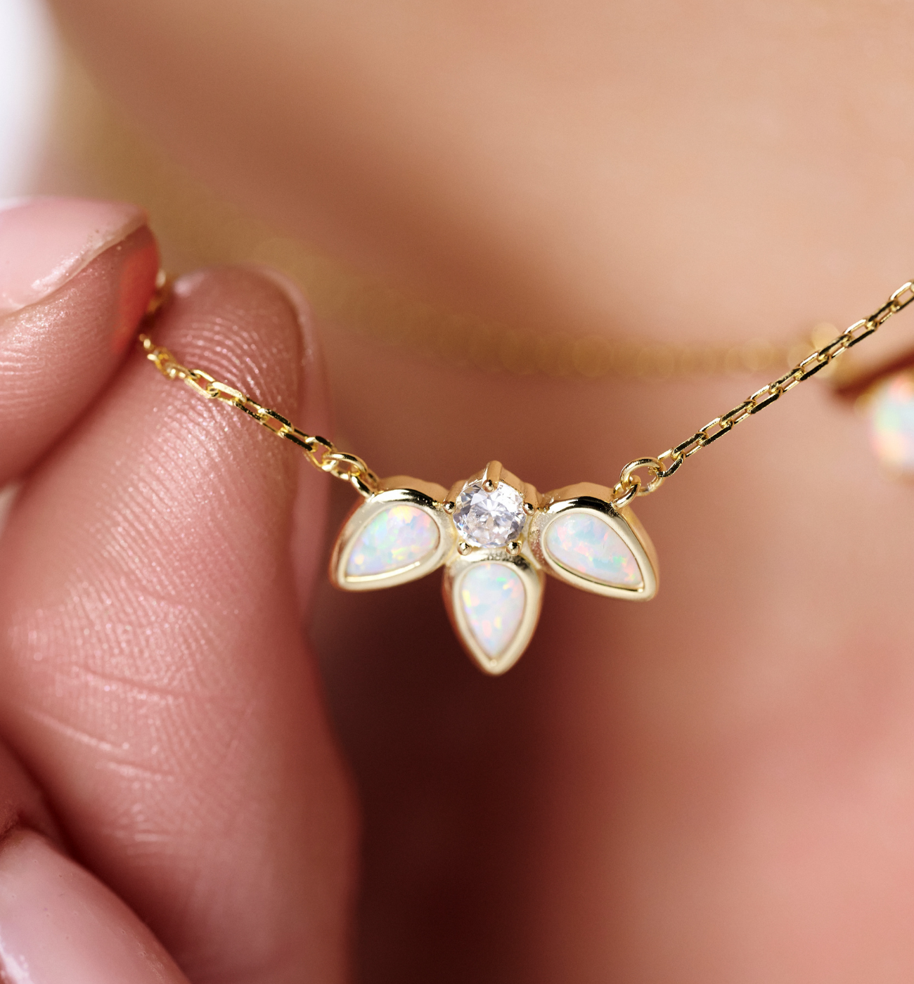 Naszyjnik z opalami i cyrkonią NCA0091 - By Dziubeka