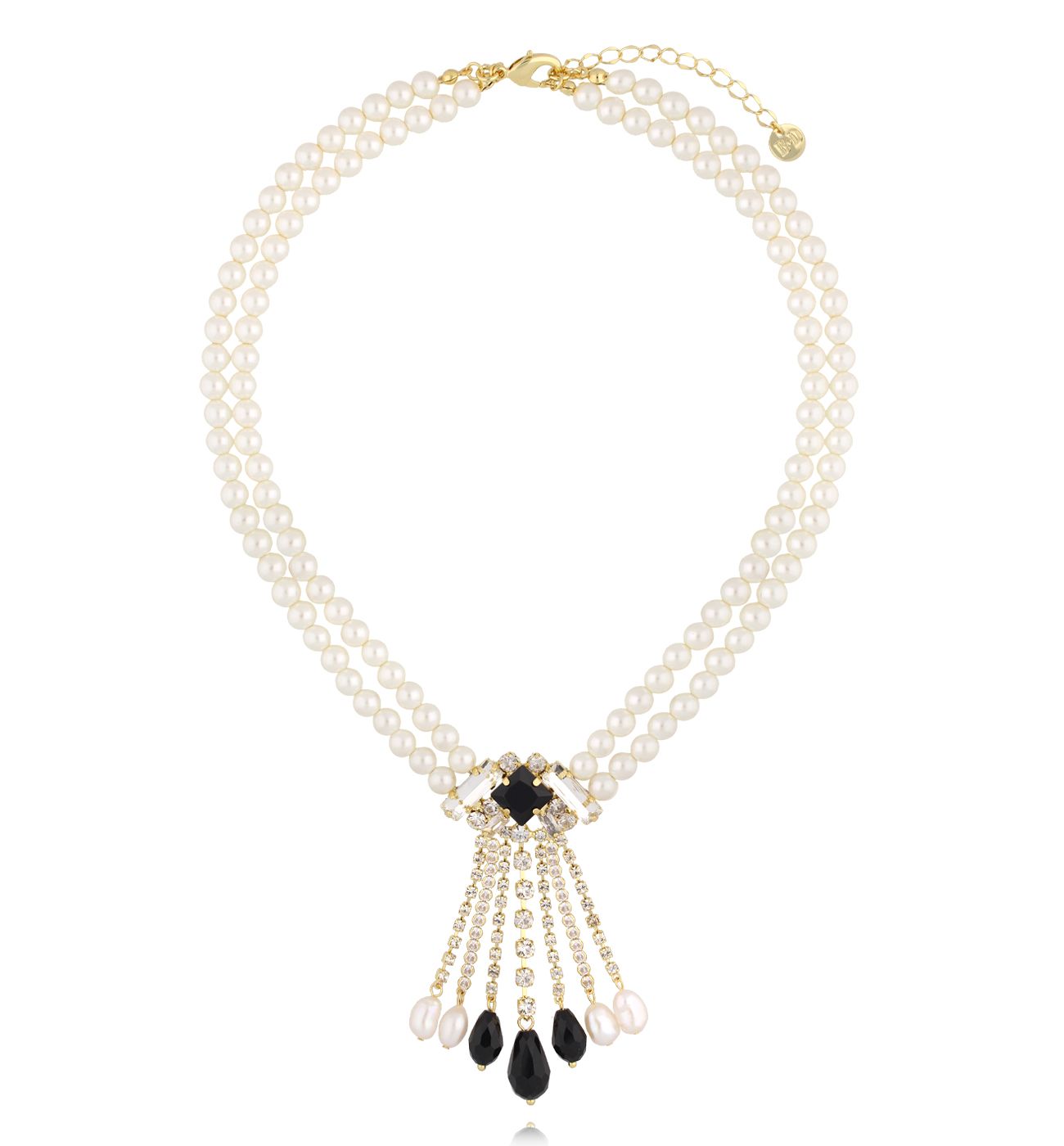 Naszyjnik z pereł i czarnych koralików NPE0370