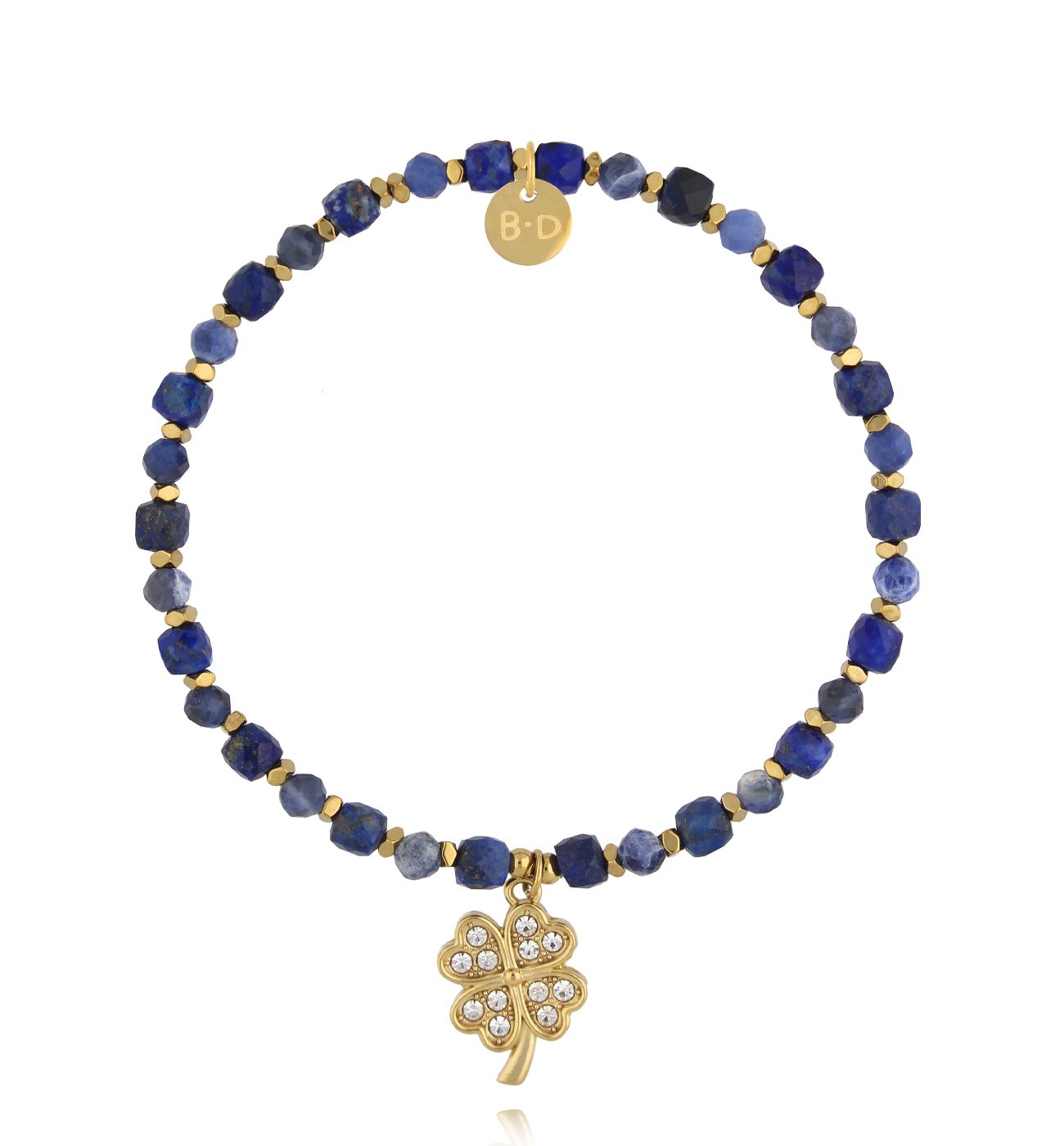 Bransoletka z lapisami i sodalitami z koniczynką - By Dziubeka