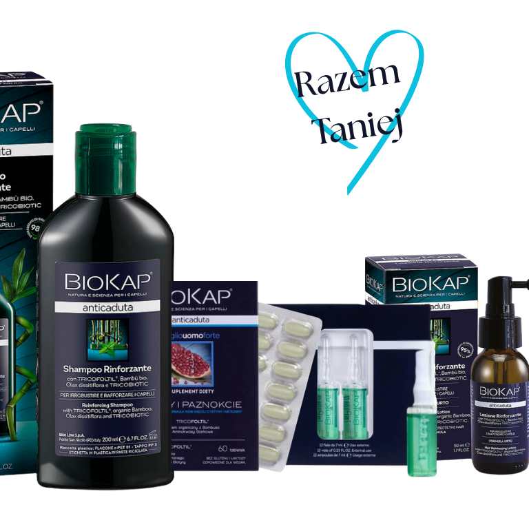 Zestaw dla włosów wypadających VII (Ampułki, lotion, szampon, tabletki)