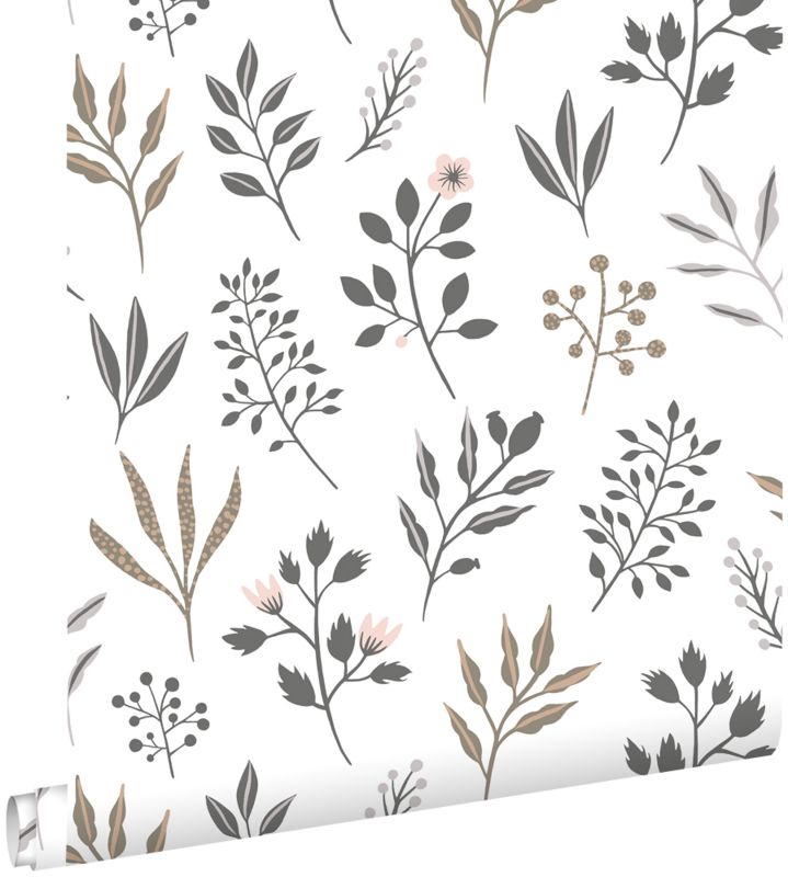 Tapeta ESTAhome kwiatowy wzór w stylu skandynawskim białym 53 cm x 10.05 m - 1 rol.