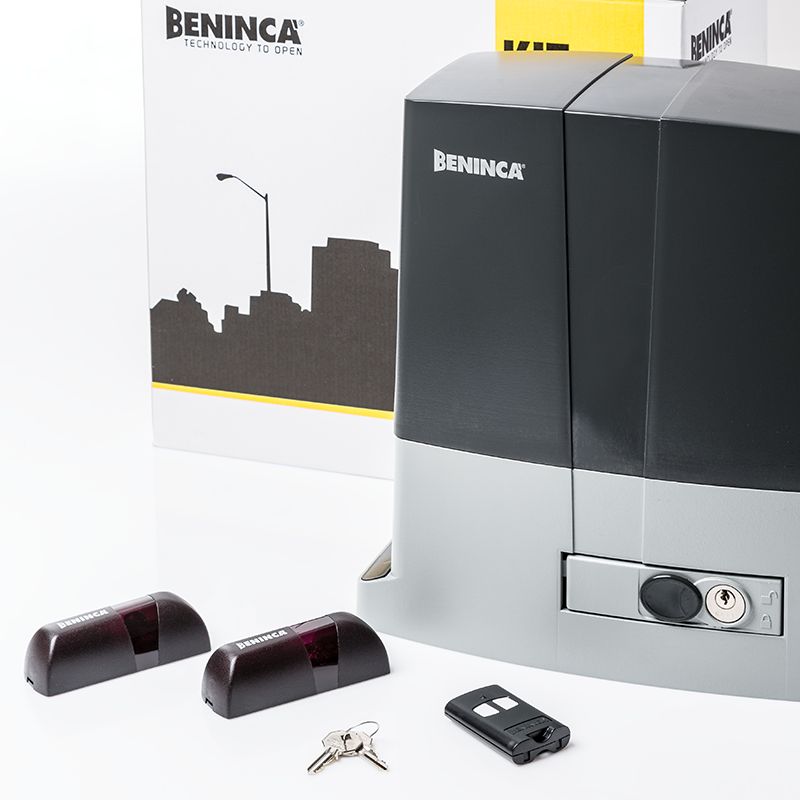 Napęd do bramy przesuwnej BENINCA KBULL8M zestaw 800kg enkoder centrala pilot TO.GO fotokomórki metalowe odblokowanie 1 kpl.