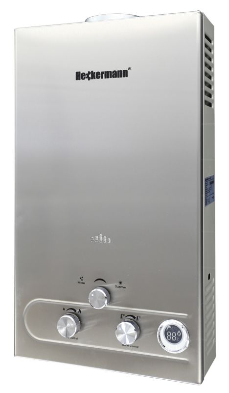Podgrzewacz Gazowy Wody Bojler Przepływowy NG Szary Heckermann 18L 1szt.