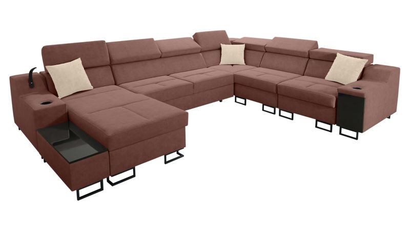 Narożnik z funkcją spania MIRJAN 24 Alicante VIII lewy indyjski róż/pudrowy róż/kość słoniowa 1 szt.