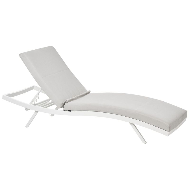 Leżak ogrodowy z poduszką Amelia Rozkładany Metal Jasnoszary 1 szt.