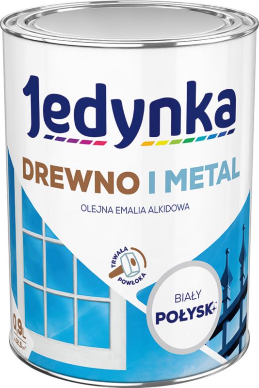 Emalia alkidowa Jedynka Drewno i Metal biały połysk 0,9 l