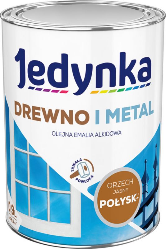 Emalia alkidowa Jedynka Drewno i Metal orzech jasny połysk 0,9 l