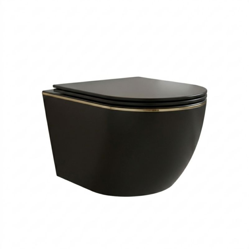 Miska WC Corciano wisząca Clarity Midnight Gold Czarny Mat ze Złotym Akcentem 49 cm 1 szt.