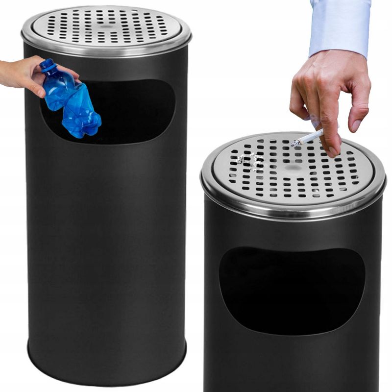 Koszopopielnica Metlex okrągła kosz na śmieci kubeł 12L czarna 1 szt.