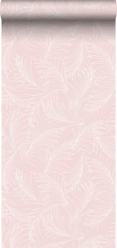 Tapeta Sanders & Sanders pióra różowymIbiałym 53 cm x 10 m - 1 rol.