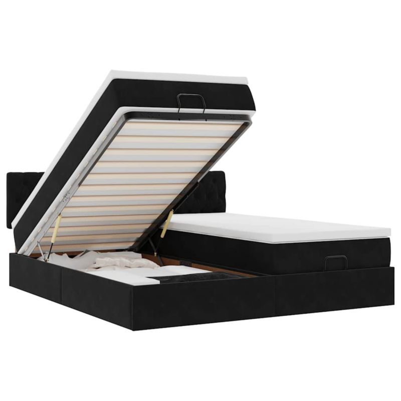 Rama łóżka otomana z materacami czarna aksamit WaszeMeble 180x200 WM-3312094 1 szt.