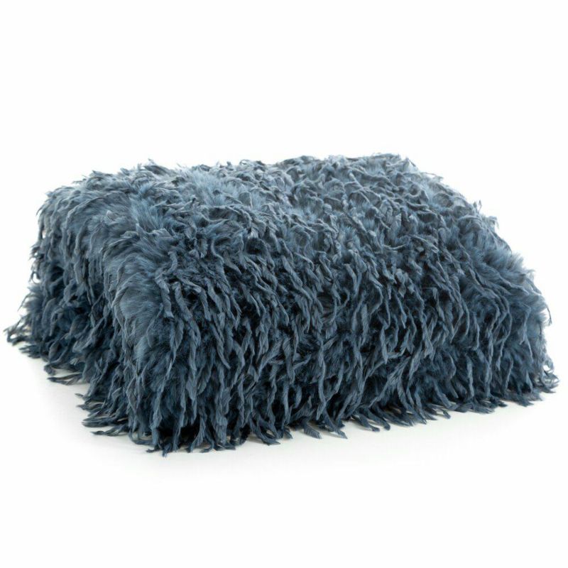 Koc Futrzany Adore Eurofirany 130x170 cm Granatowy miękki gruby 1 szt.