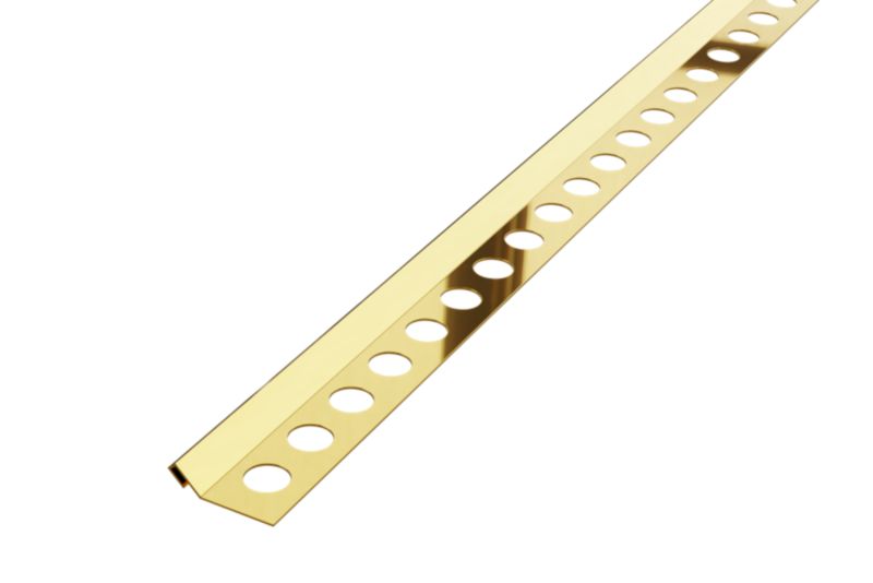 Profil narożny Rs Lambro do płytek ciętych na 45 stopni złoty połysk 1.4 cm x 270 cm 1 szt.