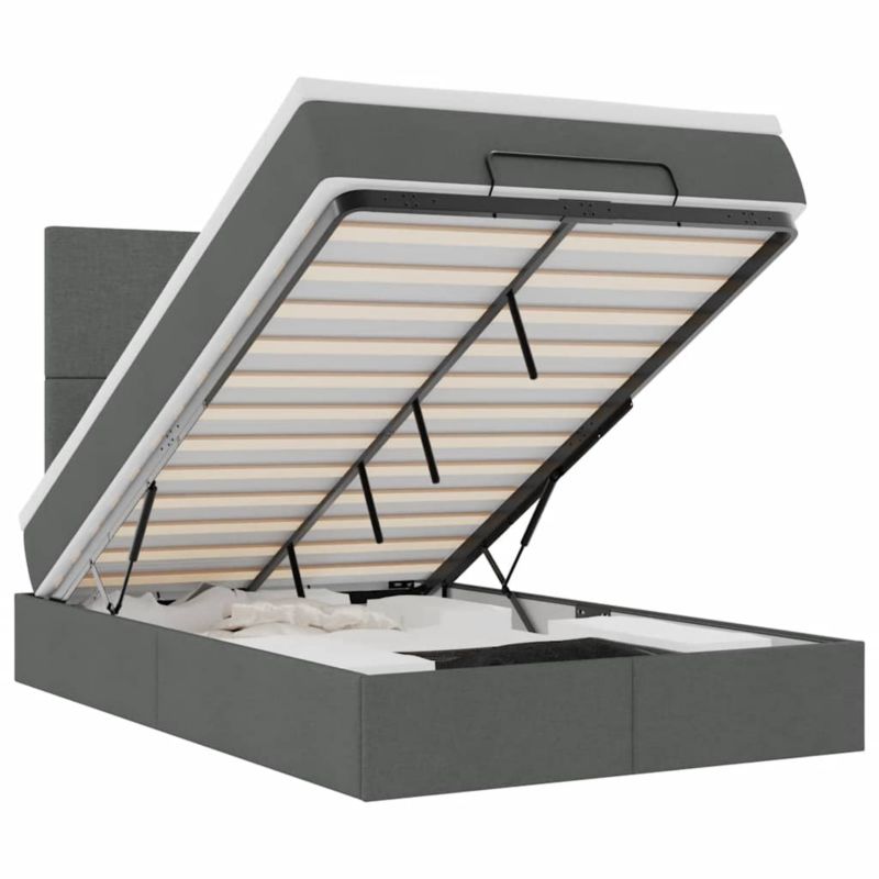 Łóżko otomana WaszeMeble z materacem 120x200 cm Ciemnoszary tkanina ze schowkiem WM-3313058 1 szt.