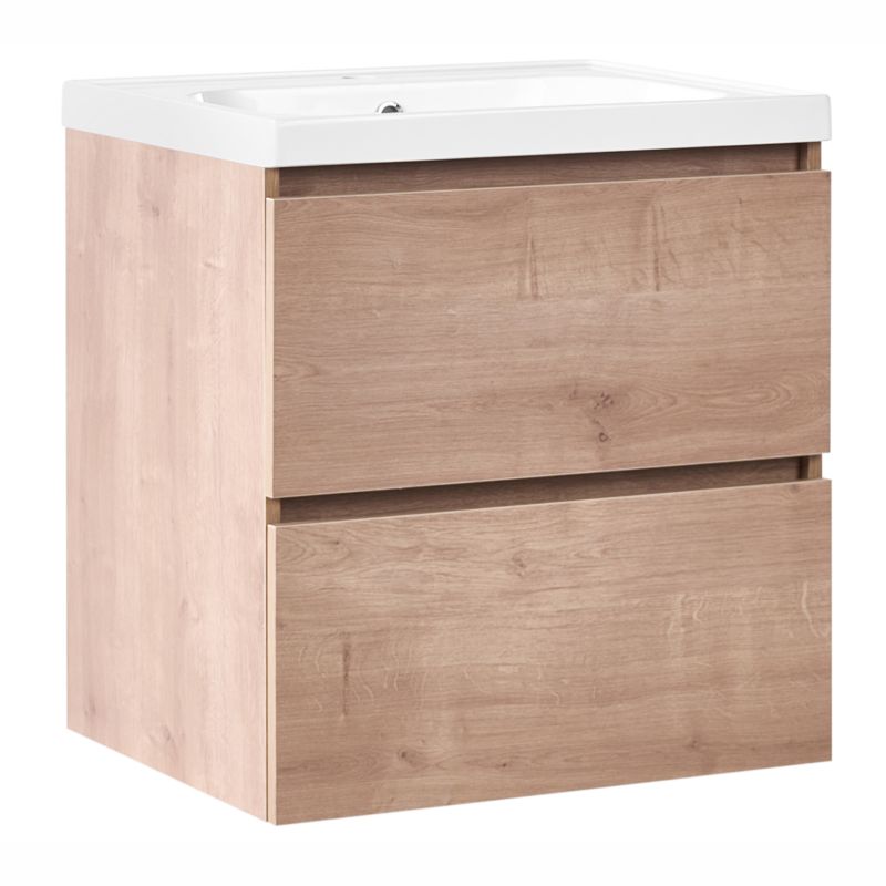 Szafka łazienkowa wisząca z umywalką Lagoa 60 cm Jasnobrązowy 1 kpl