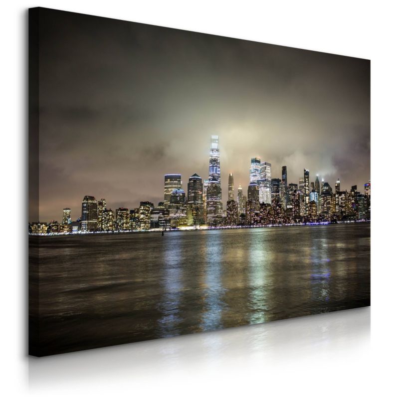 Obraz Muralo Do Sypialni Panorama Nowego Jorku Nocą Abstrakcja 100x70 cm 1 szt.