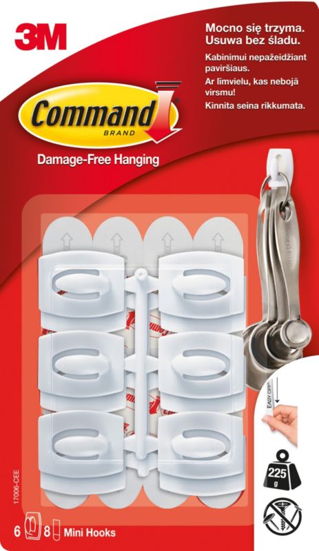 Haczyki samoprzylepne Command udźwig 0,225 kg 6 szt.