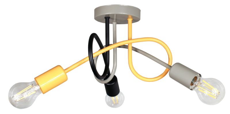 Lampa DECORI Edison Mini 3 Żółty Szary Czarny, 1 szt.