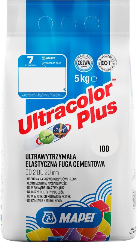 Fuga elastyczna Mapei Ultracolor Plus 100 biała 5 kg