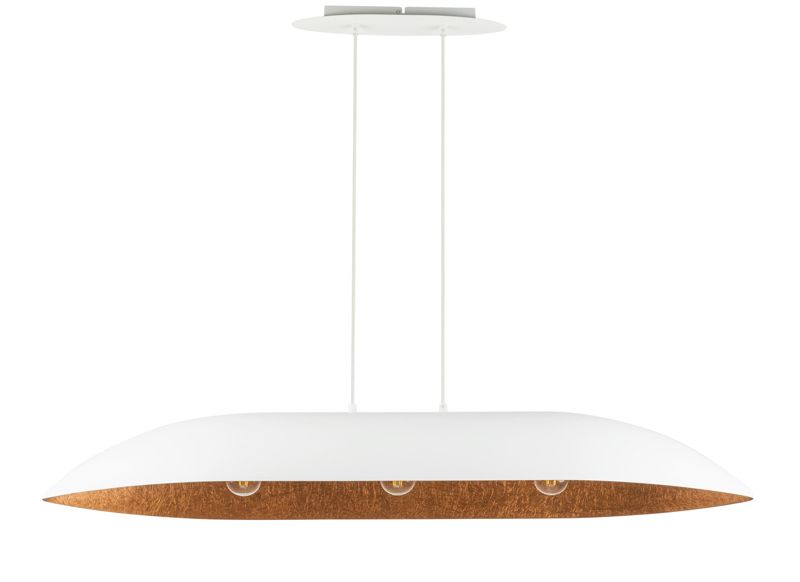 Lampa wisząca Sigma Lighting Gondola biało-miedziana podłużna 114 cm nad stół 3xE27 x 15W 1 szt.