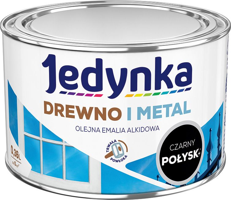 Emalia alkidowa Jedynka Drewno i Metal czarny połysk 0,36 l