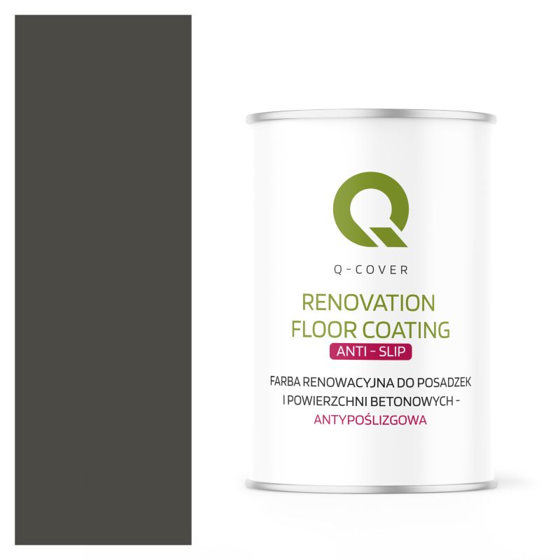 Farba Antypoślizgowa do Posadzek i Powierzchni Betonowych Renowacyjna Q-Cover Szary Ciemny RAL7022 1L