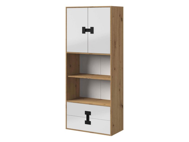 Regał MIRJAN 24 Index 05 dąb + biały połysk / czarny 1 szt.