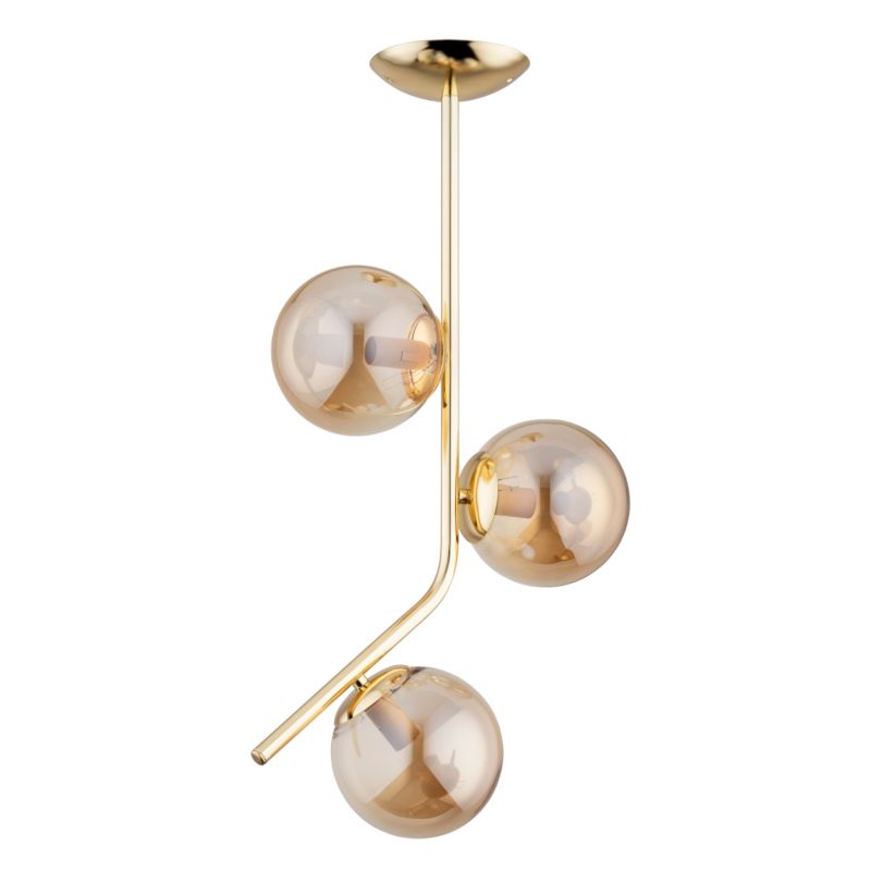 Lampa wisząca trzy bursztynowe kule Alfa LALEN mosiężno-złota 3xE14x10W IP20 wym:70x15x35cm - 1 szt.