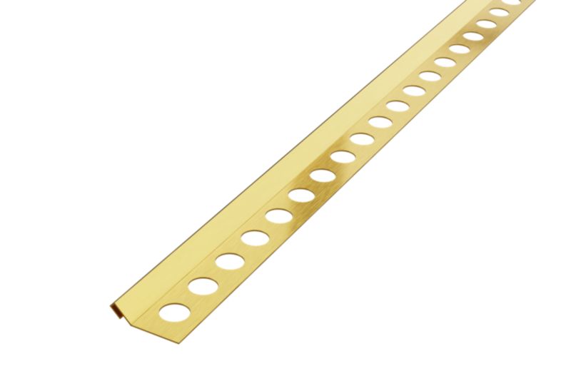 Profil narożny Rs Lambro do płytek ciętych na 45 stopni złoty matowy 1.2 cm x 270 cm 1 szt.