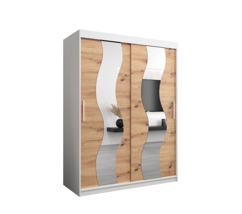 Szafa przesuwna Abiks SEWILLA 150 biały mat + dąb artisan 1 szt.