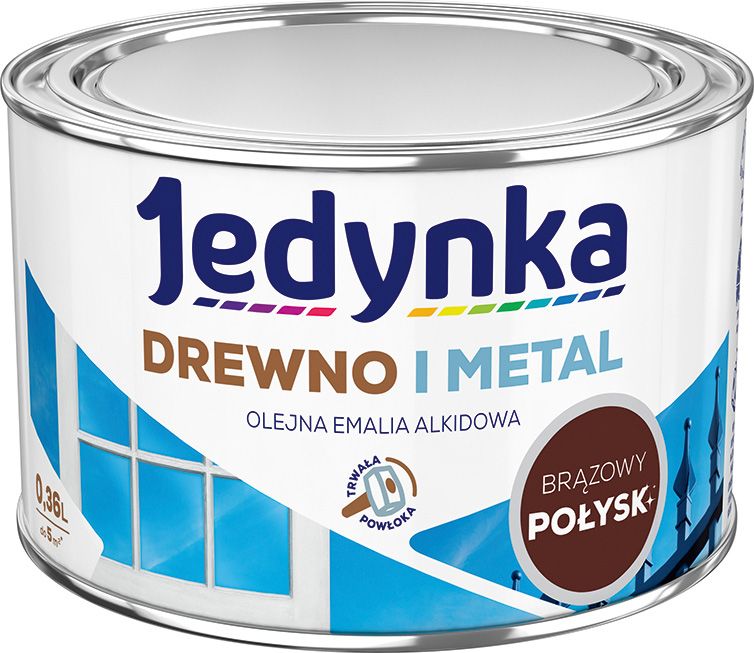 Emalia alkidowa Jedynka Drewno i Metal brązowy połysk 0,36 l