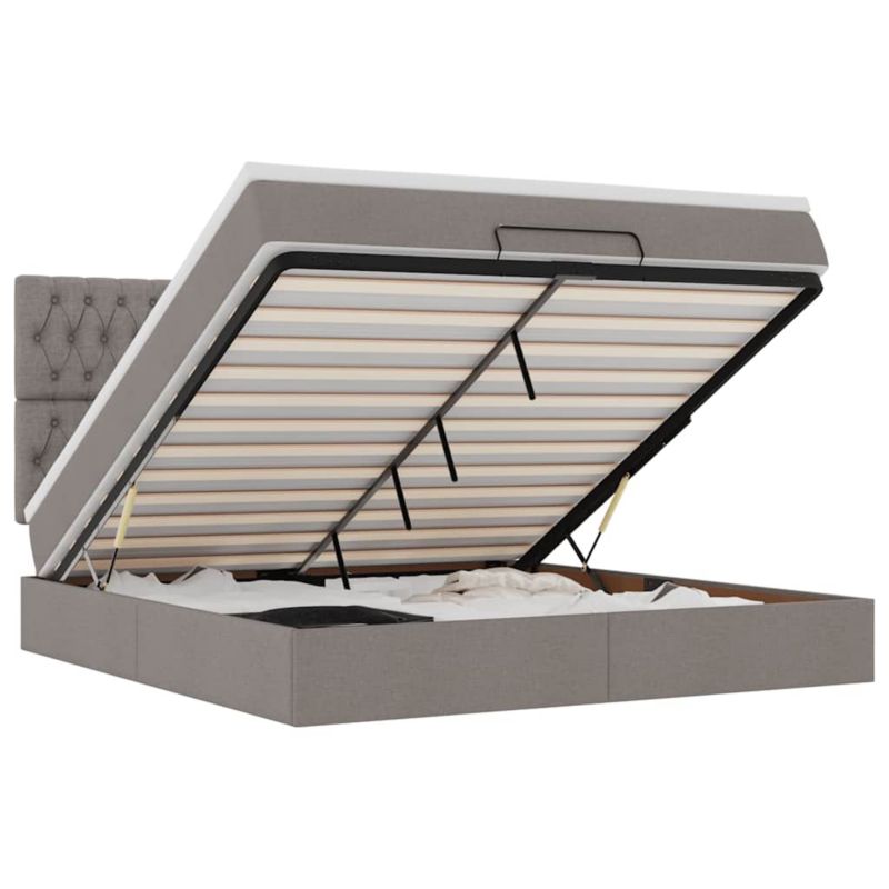 Łóżko otomana WaszeMeble z materacem 180x200 cm Taupe tkanina z LED ze schowkiem WM-3314111 1 szt.