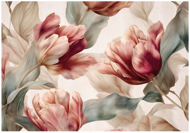 Fototapeta WALLARENA Do Sypialni Salonu Na Flizelinie Kwiaty Natura Tulipany Czerwony 350x250 cm 16352VX7 1 szt.