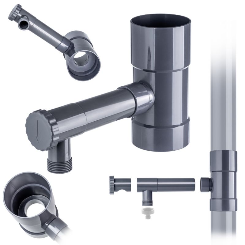 Łapacz Deszczówki KADAX Zbieracz Wody Deszczowej Z Rynny Zaworem Chwytacz 80mm 1szt.