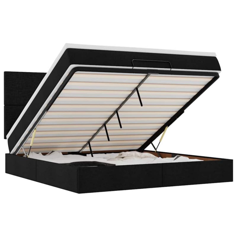 Łóżko otomana WaszeMeble z materacem 180x200 cm Czarny tkanina ze schowkiem WM-3313094 1 szt.