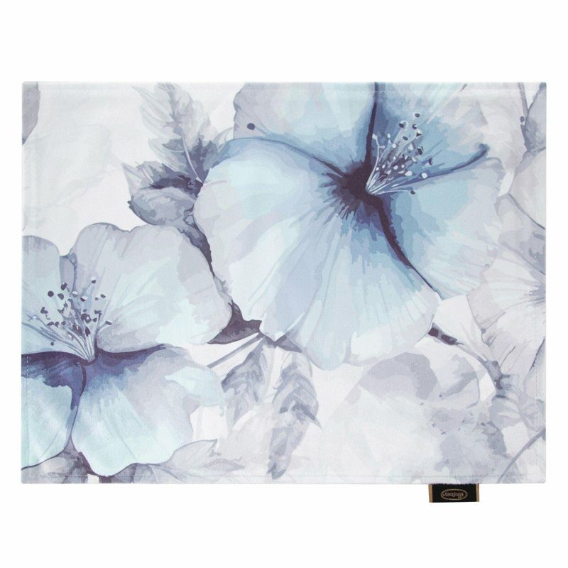 Podkładki VELVET8 Eurofirany 30x40 cm niebiesko, kremowe dwustronne, welwetowe zdobione kwiatami 4 szt.