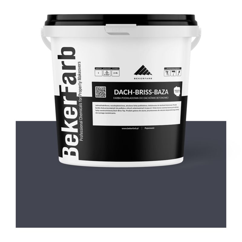 Podkładowa Farba na Dach do Dachówki Betonowej Bekerfarb Szary Antracytowy 5l 1 szt.