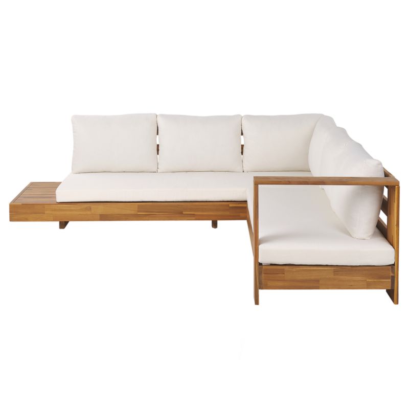 Sofa narożna Marettimo Certyfikowane drewno akacjowe Złamana biel 1 kpl