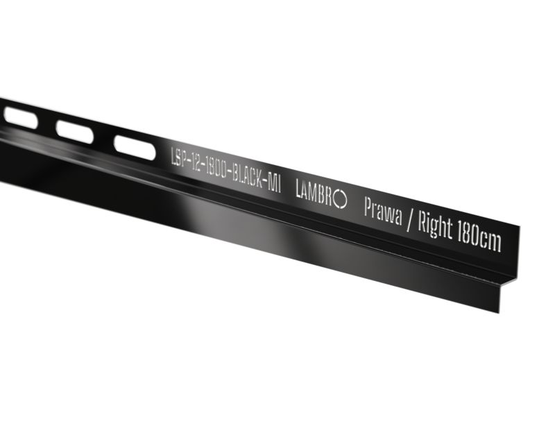 Listwa brodzikowa przyścienna spadkowa Lambro czarny połysk 180 cm prawa 1 szt.