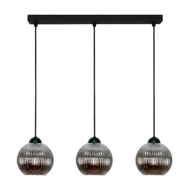Lampa wisząca listwa EDYLIT 3xE27 grafitowe kule ryflowane loft SFERA 15-054 1 szt.