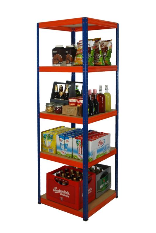 Regał metalowy MODO24 magazynowy stojak niebiesko-pomarańczowy helios 180x45x45cm 5 półek po 175 kg 1 szt.