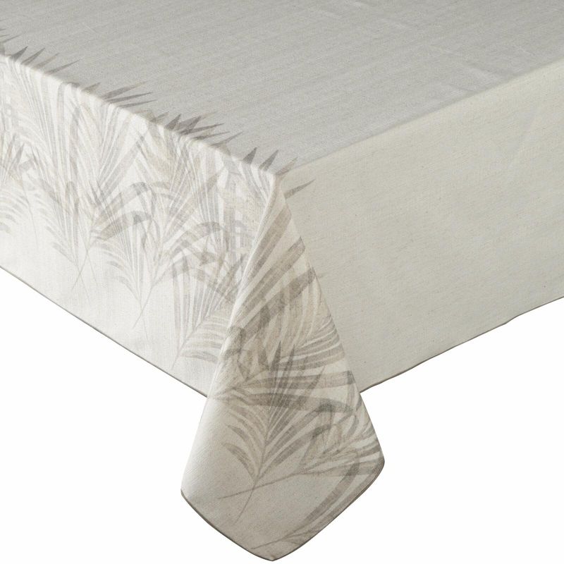 Obrus INES 11 Eurofirany 145 x 220 cm beżowy z nadrukowanym motywem liści palmowych 1 szt.