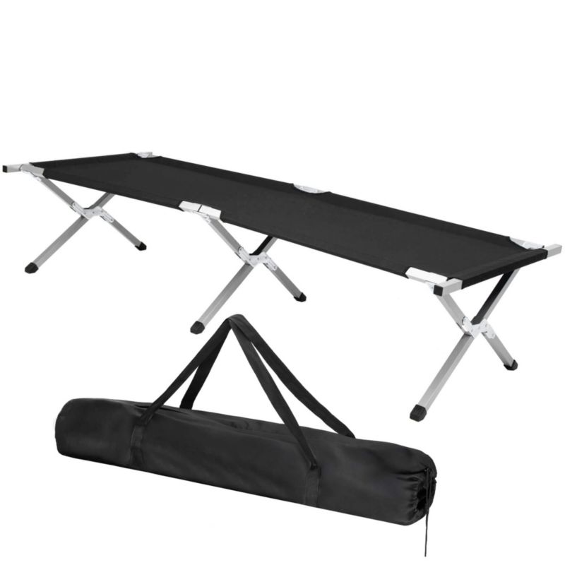 Łóżko polowe Springos składane kanadyjka łóżko turystyczne na kemping do 150 kg czarne 1 szt.
