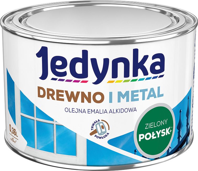 Emalia alkidowa Jedynka Drewno i Metal zielony połysk 0,36 l