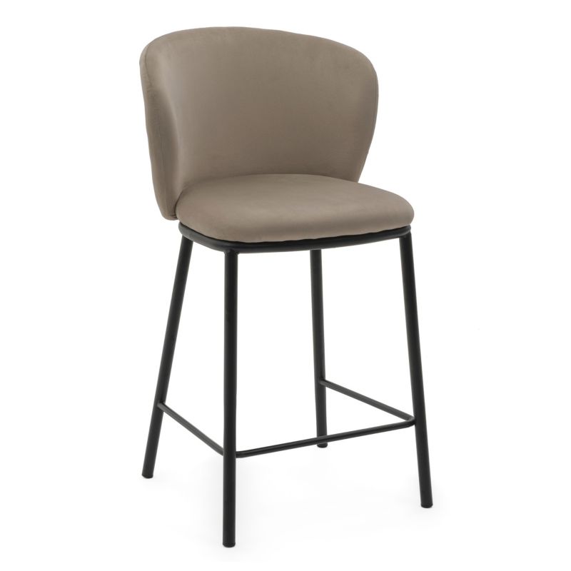 Hoker barowy tapicerowany New Home BARI ciemnobeżowy welurowy 1 szt.