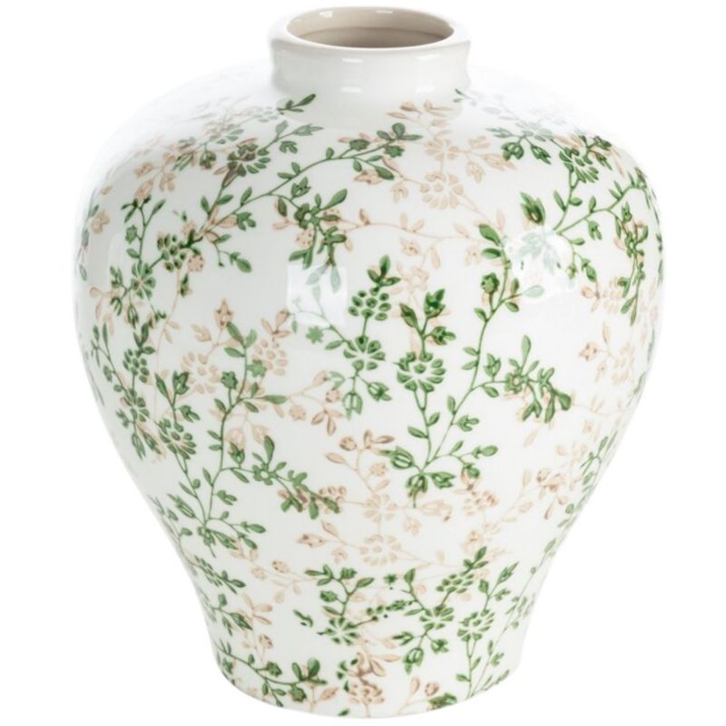 Wazon dekoracyjny Eurofirany KELLY ceramika biały w kwiaty 20x23 cm 1 szt.