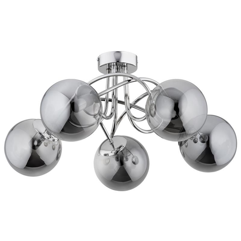 Lampa wisząca Alfa BANKO chromowana grafit 5xE14x10W IP20 wym:26x51x51cm - 1 szt.