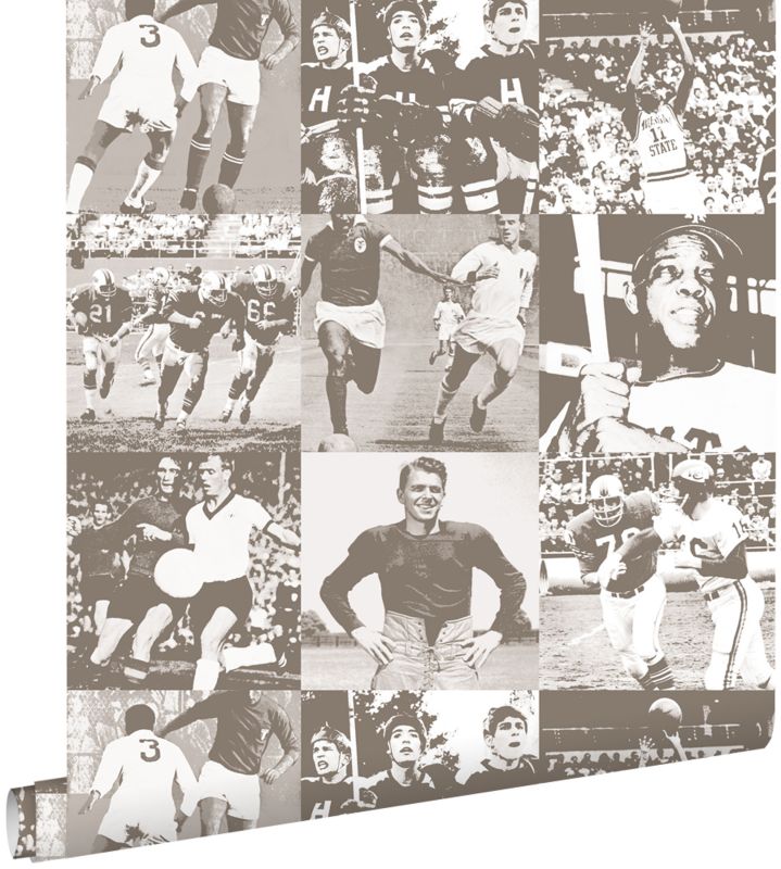 Tapeta ESTAhome bohaterowie sportu sepia brąz 53 cm x 10.05 m - 1 rol.