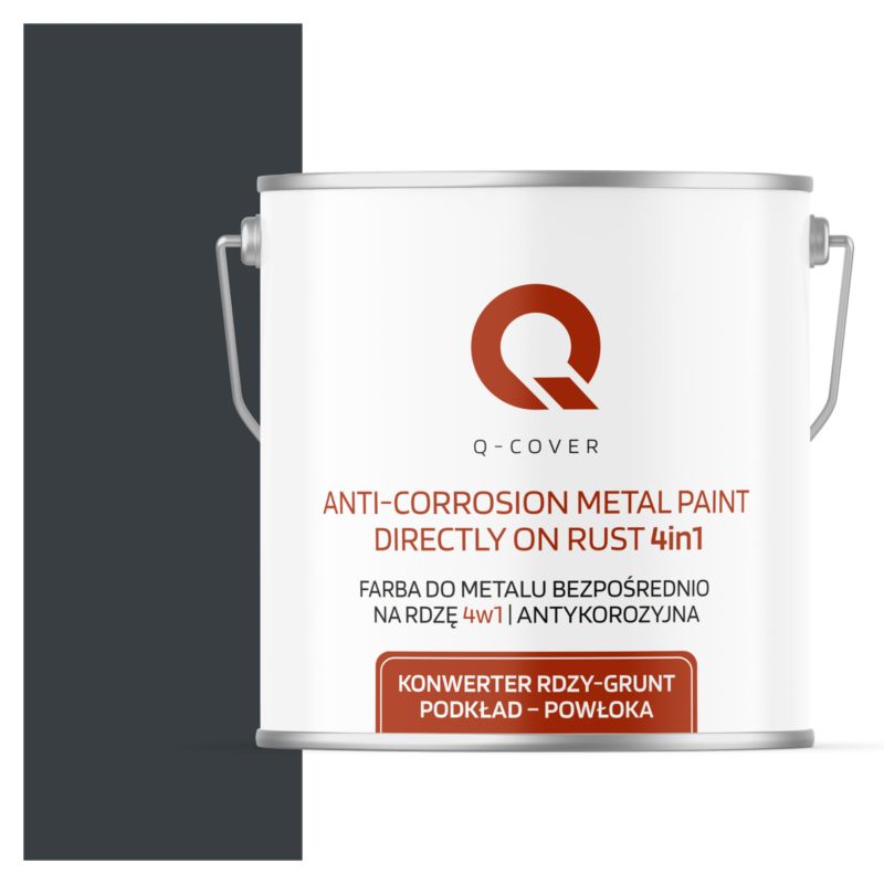 Farba do Metalu Prosto na Rdzę 4w1 Q-Cover Antracyt RAL7016 Mat 5L