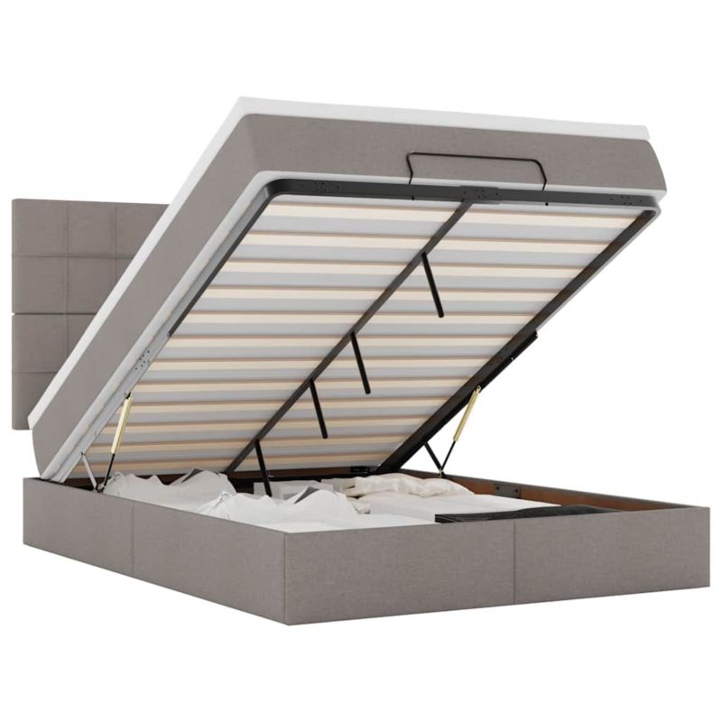 Rama łóżka otomana z materacem taupe tkanina WaszeMeble 140x200 WM-3314014 1 szt.